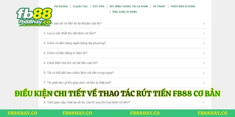Rút Tiền Fb88 Điều kiện chi tiết về thao tác rút tiền fb88 cơ bản