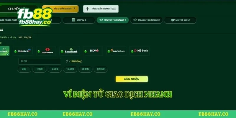 Rút Tiền Fb88 Ví điện tử giao dịch nhanh